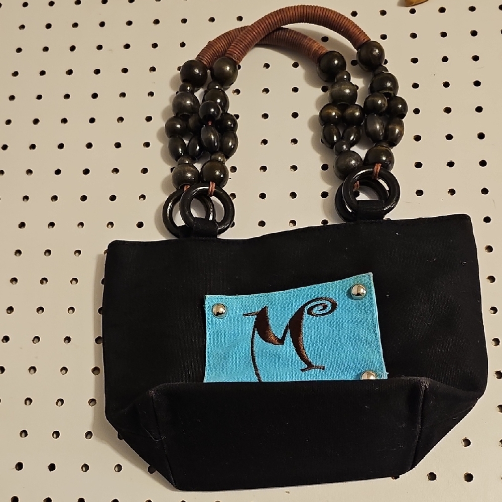 Morgan & Co. Black Mini Bag with Blue Patch